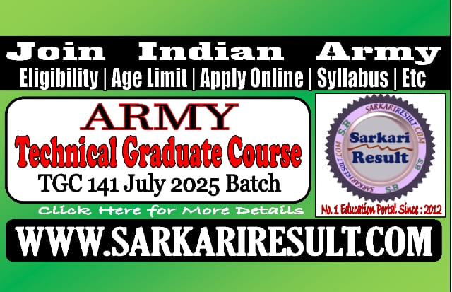 Sarkari Result Army TGC 141 Recruitment