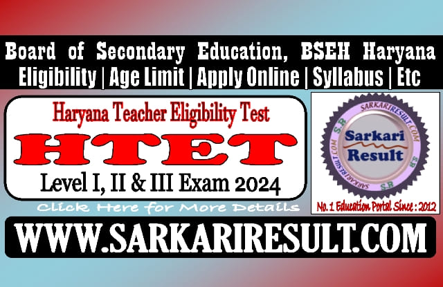 Sarkari Result HTET Online Form 2024