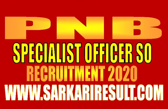 PNB Specialist Officer SO Recruitment 2020