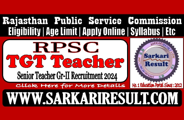 Sarkari Result RPSC TGT Teacher Recruitment 2024